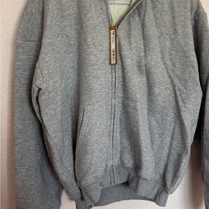 SKIMS Gray Zip Up Jacket with Ribbed Cuffs